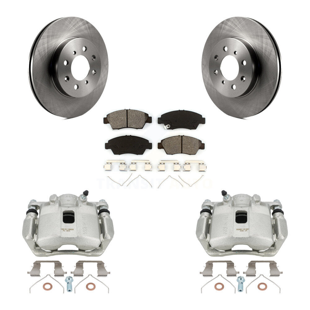 Front Disc Brake Caliper Rotors And Semi-Metallic Pads Kit For Honda Fit KC8-100154S by Transit Auto