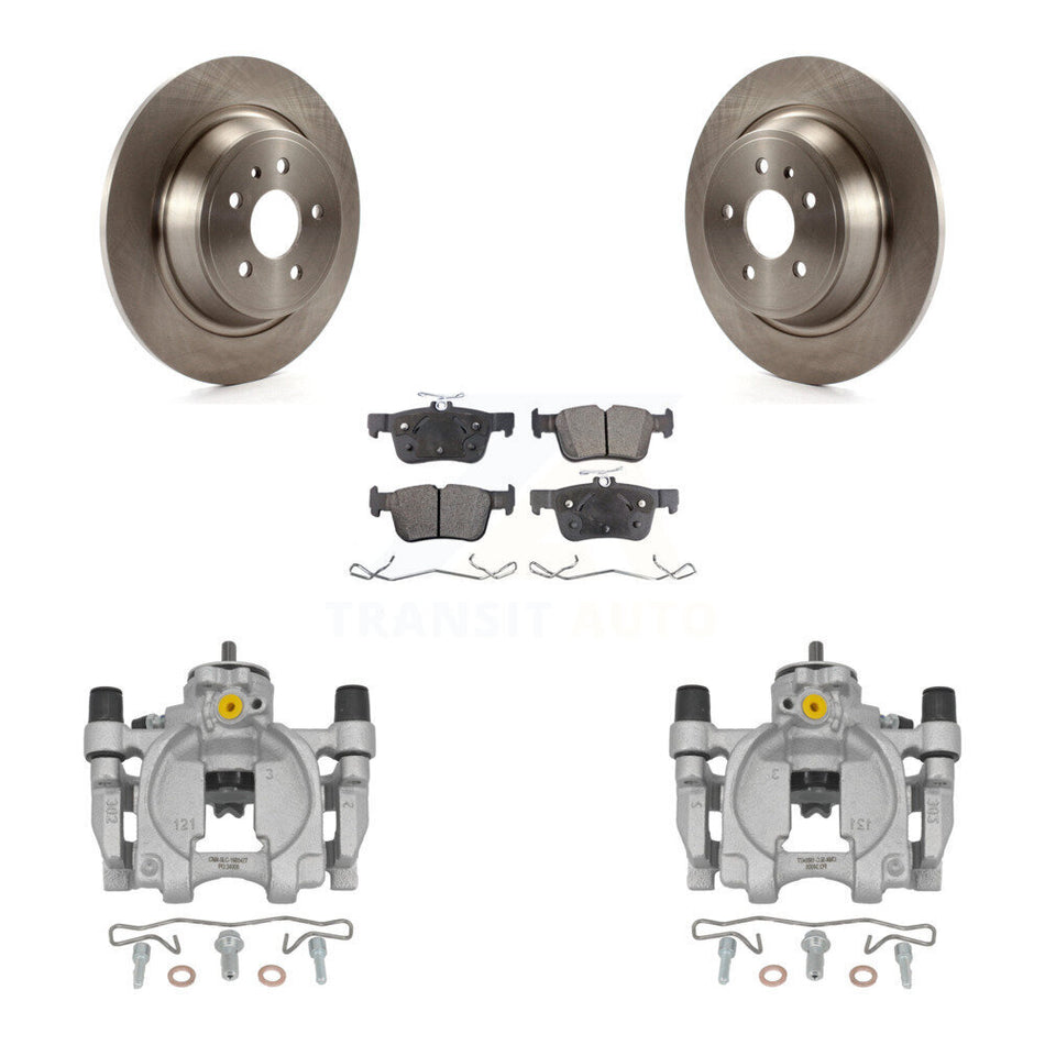 Rear Brake Caliper Rotor Ceramic Pad Kit For 17 Lincoln Continental With 14mm Wheel Lugs KC8-100154T