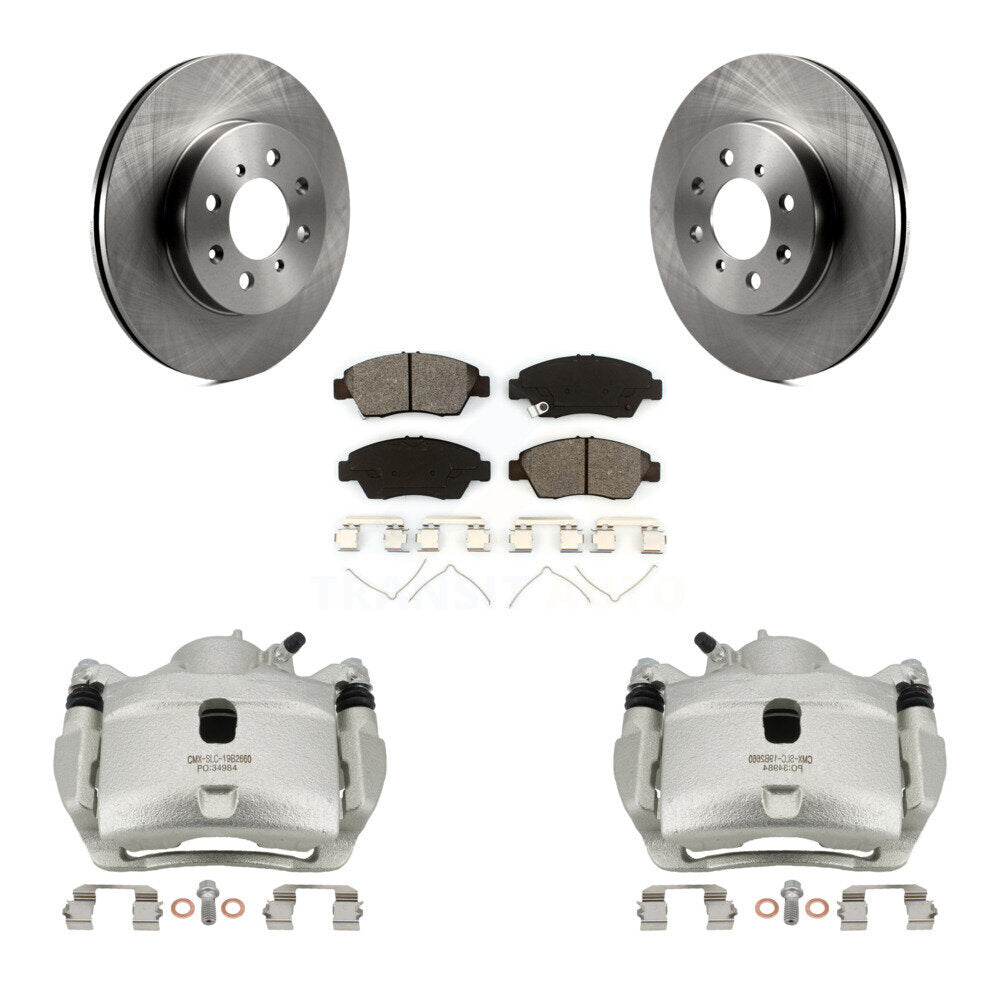 Front Disc Brake Caliper Rotors And Semi-Metallic Pad Kit For 2014 Honda Fit LX Sport DX KC8-100156S