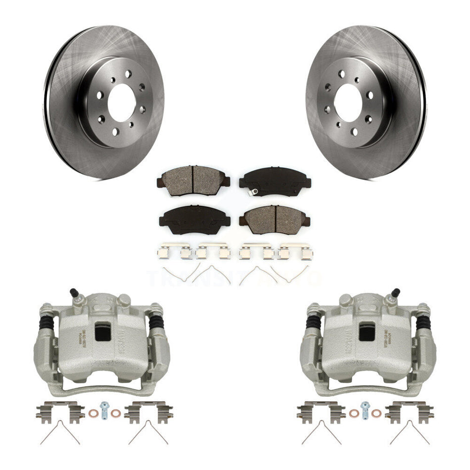 Front Disc Brake Caliper Rotors And Semi-Metallic Pads Kit For Honda Civic KC8-100157S