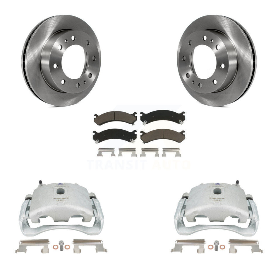 Front Brake Caliper Rotors & Ceramic Pad Kit For Chevrolet Silverado 2500 HD GMC Sierra Express Cadillac DeVille Savana 3500 Hummer H2 Classic 1500 Suburban Yukon XL Avalanche KC8-100158C by Transit Auto