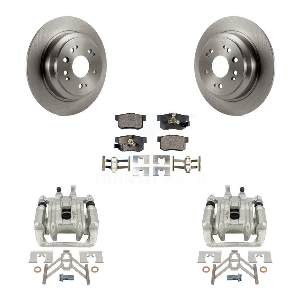 Rear Disc Brake Caliper Rotors And Ceramic Pads Kit For 2010-2011 Honda Accord Crosstour KC8-100158T by Transit Auto