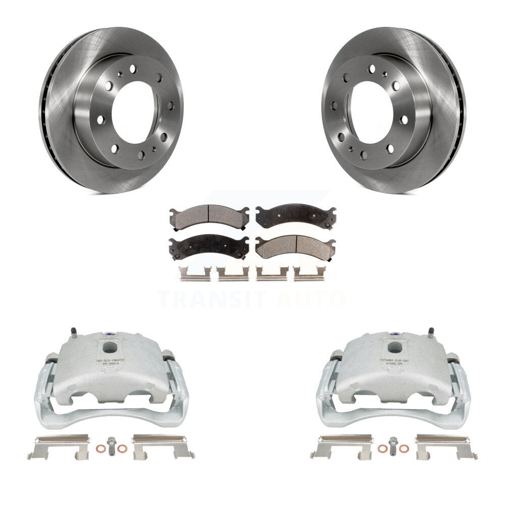 Front Disc Brake Caliper Rotor & Semi-Metallic Pad Kit For Chevrolet Silverado 2500 HD GMC Sierra Express Cadillac DeVille Savana 3500 Hummer H2 Classic 1500 Suburban Yukon XL KC8-100160P by Transit Auto