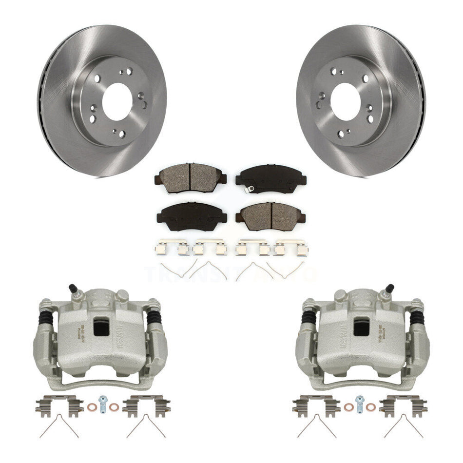 Front Disc Brake Caliper Rotors And Semi-Metallic Pads Kit For Honda Civic Acura RSX KC8-100160S