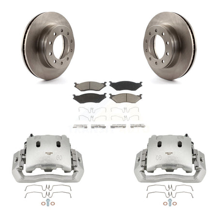 Front Brake Caliper Rotors Ceramic Pad Kit For Ford F-450 Super Duty F-550 International KC8-100163C
