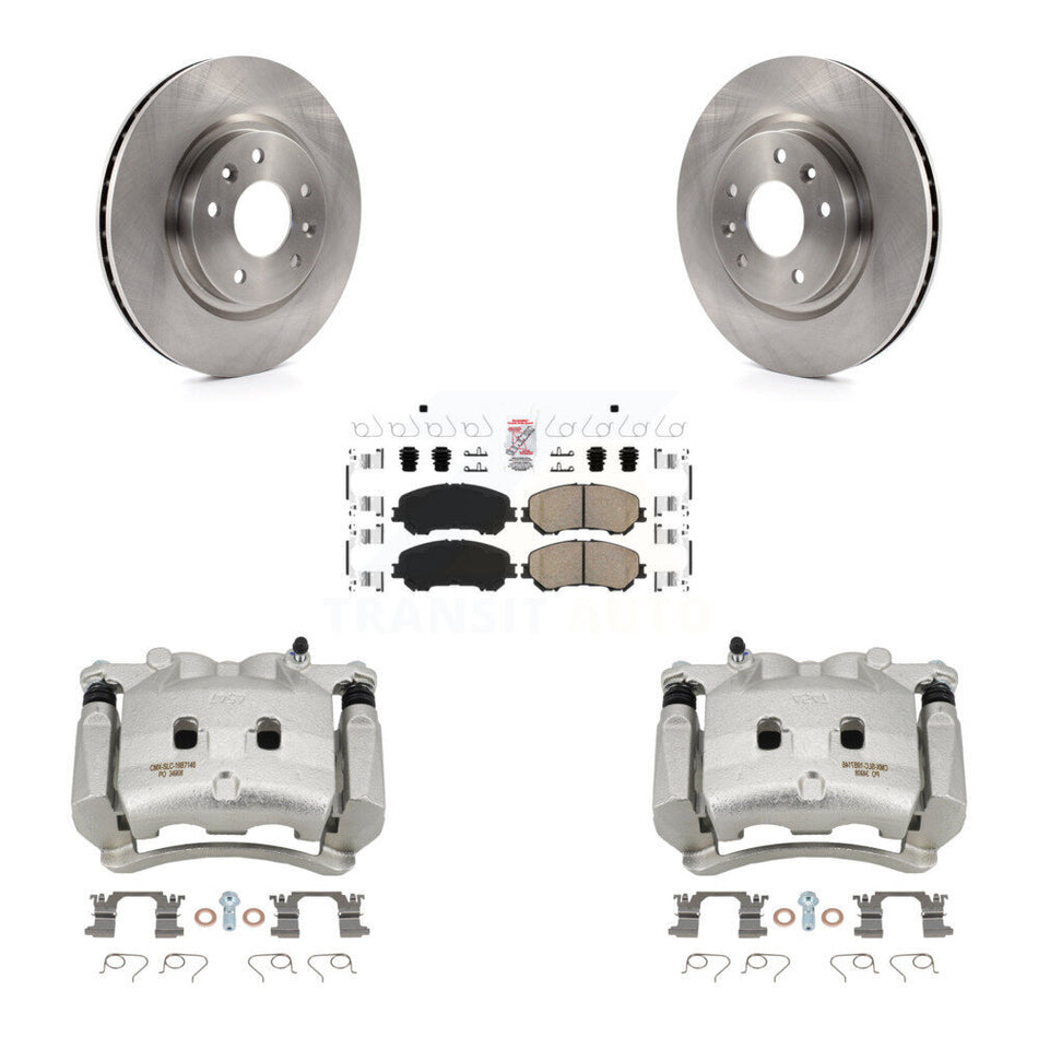 Front Brake Caliper Rotor Ceramic Pad Kit For 17-18 Nissan Rogue Without 3rd Row Seating KC8-100163N