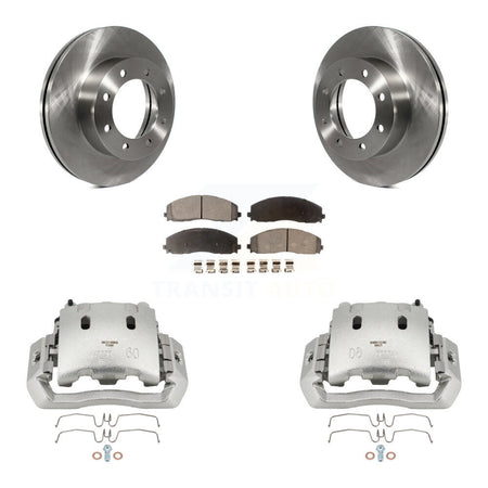 Front Disc Brake Caliper Rotors And Semi-Metallic Pads Kit For Ford F-450 Super Duty KC8-100166P