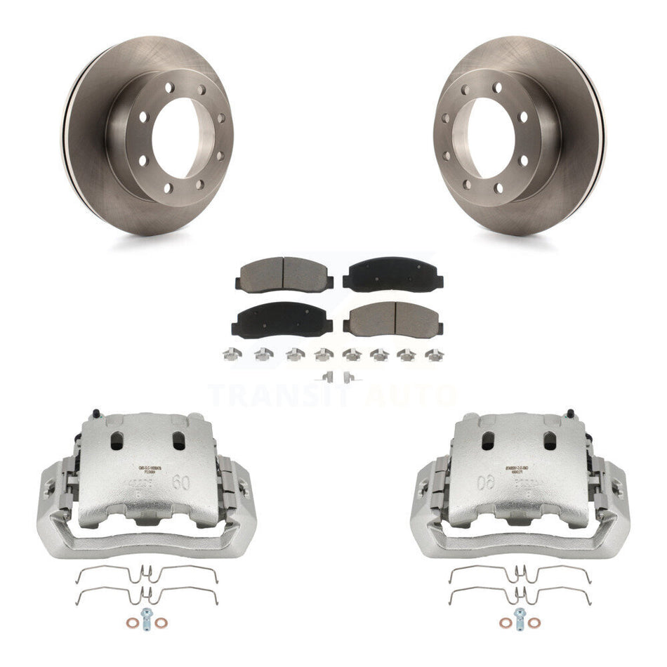 Front Brake Caliper Rotor Ceramic Pad Kit For 2010 Ford F-450 Super Duty Crew Cab Pickup KC8-100168C