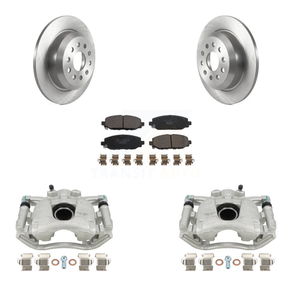 Rear Disc Brake Caliper Rotors And Ceramic Pads Kit For 2018-2021 Jeep Wrangler Rubicon With Heavy Duty Brakes Code BR2 & BR6 KC8-100168T by Transit Auto