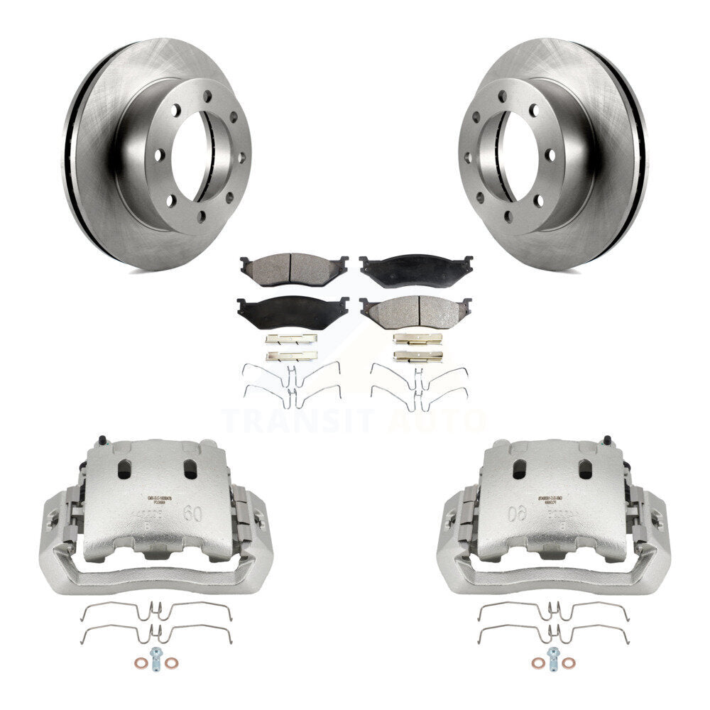 Front Disc Brake Caliper Rotors And Semi-Metallic Pads Kit For Ford F-450 Super Duty KC8-100169P