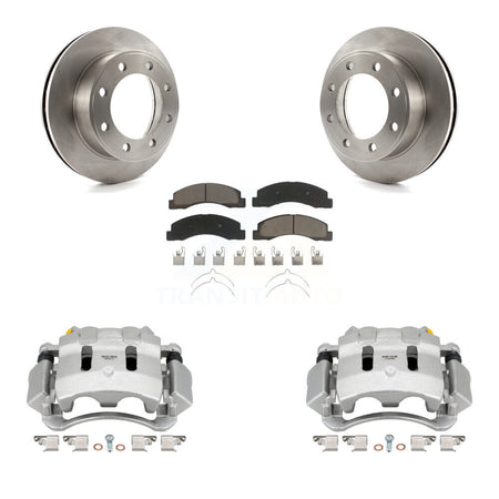 Front Disc Brake Caliper Rotor Ceramic Pad Kit For Ford F-350 Super Duty F-250 Excursion KC8-100170C
