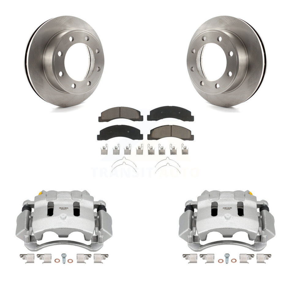 Front Disc Brake Caliper Rotor Ceramic Pad Kit For Ford F-350 Super Duty F-250 Excursion KC8-100170C