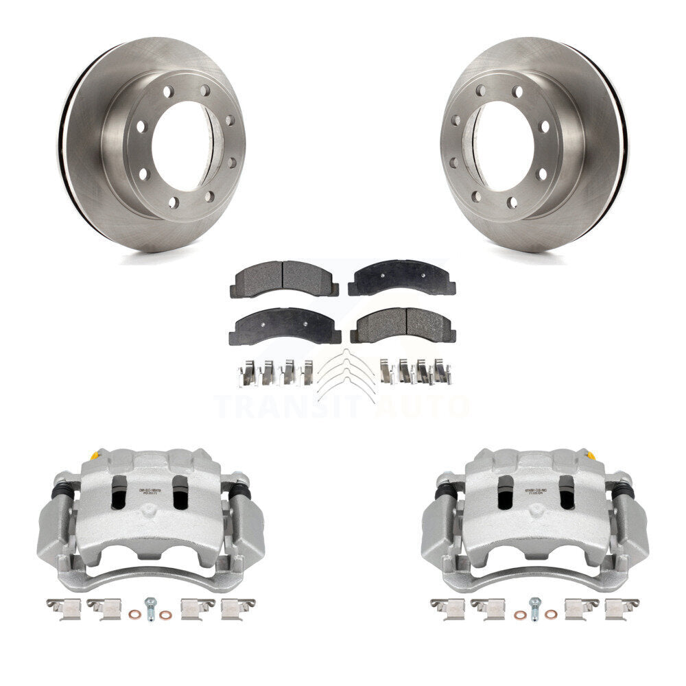Front Disc Brake Caliper Rotor And Semi-Metallic Pad Kit For Ford F-350 Super Duty F-250 KC8-100172P