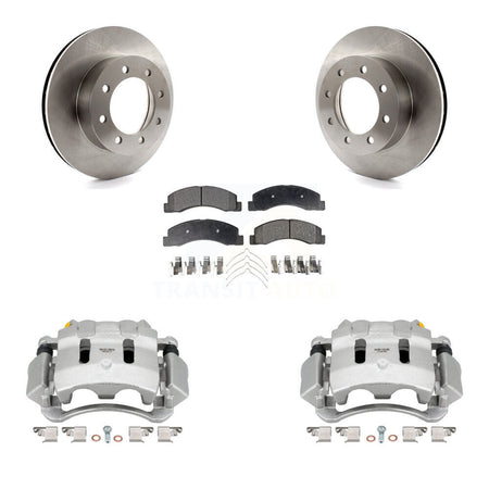 Front Disc Brake Caliper Rotor And Semi-Metallic Pad Kit For Ford F-350 Super Duty F-250 KC8-100173P