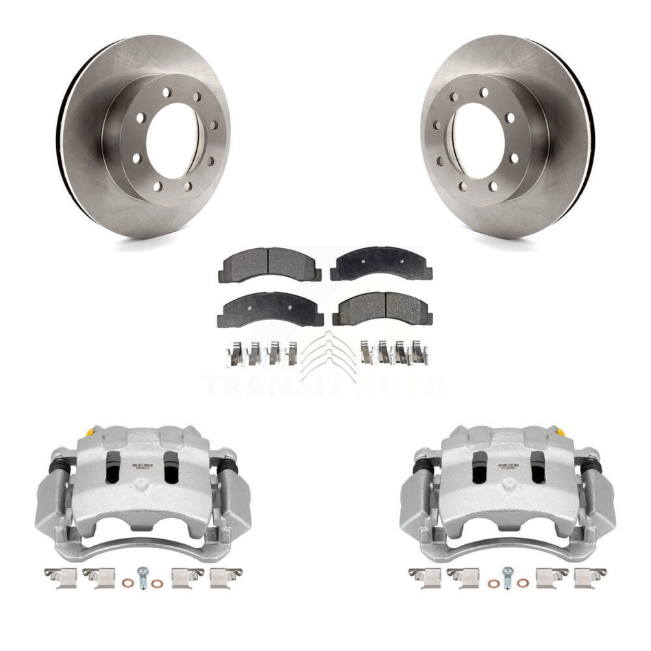 Front Disc Brake Caliper Rotor And Semi-Metallic Pad Kit For Ford F-350 Super Duty F-250 KC8-100173P