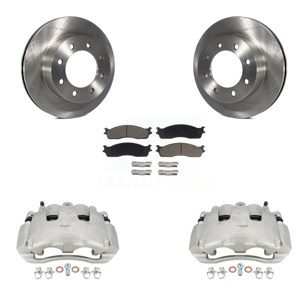 Front Disc Brake Caliper Rotors And Ceramic Pads Kit For 2006 Dodge Ram 1500 Standard Cab Pickup Crew With 8 Lug Wheels KC8-100174C by Transit Auto