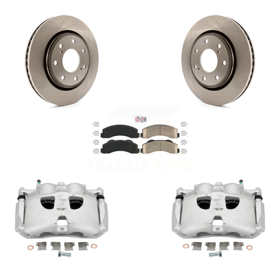 Front Disc Brake Caliper Rotors And Ceramic Pads Kit For 2010-2011 Ford F-150 With 7 Lug Wheels KC8-100177N