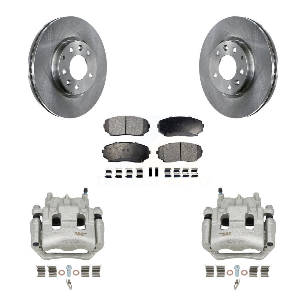 Front Disc Brake Caliper Rotors And Semi-Metallic Pads Kit For 2007-2009 Lincoln MKX FWD KC8-100178P