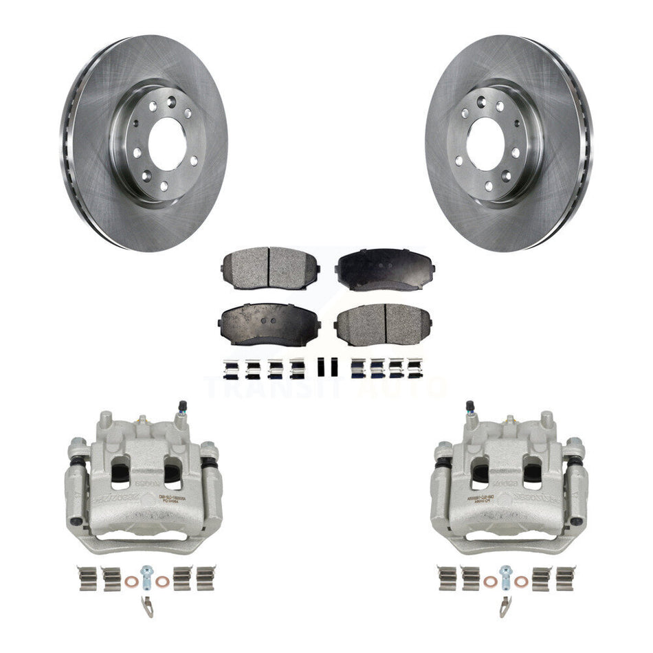 Front Disc Brake Caliper Rotors And Semi-Metallic Pads Kit For 2007-2009 Lincoln MKX FWD KC8-100178P
