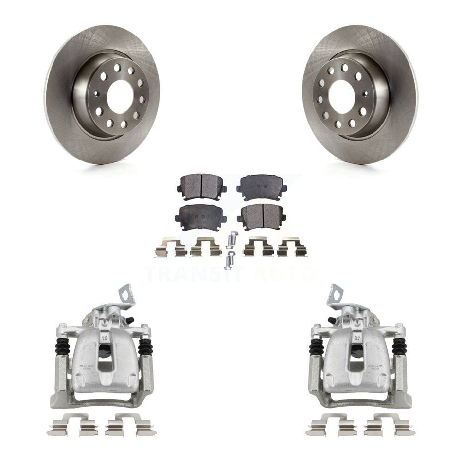 Rear Disc Brake Caliper Rotors And Ceramic Pads Kit For 2008 Volkswagen Passat 2.0L KC8-100179T