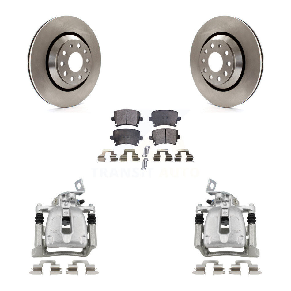 Rear Disc Brake Caliper Rotors And Ceramic Pads Kit For 2009 Volkswagen Passat CC KC8-100180T