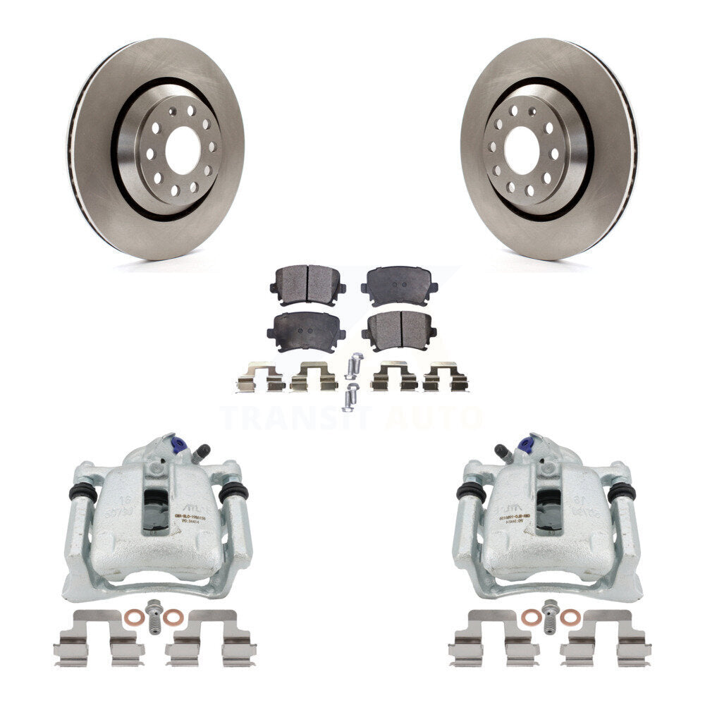 Rear Disc Brake Caliper Rotors And Ceramic Pads Kit For Volkswagen CC Passat KC8-100182T by Transit Auto