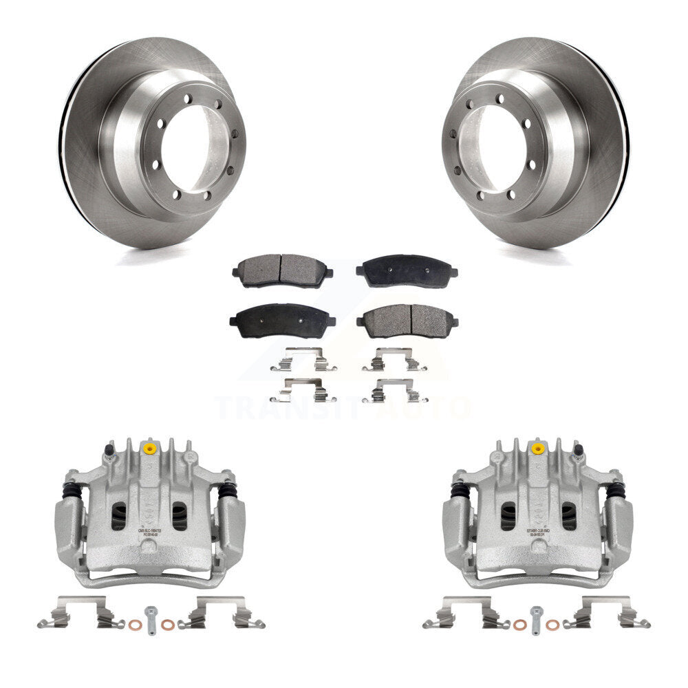 Rear Brake Caliper Rotor Ceramic Pad Kit For Ford F-350 Super Duty With Dual Wheels KC8-100184T