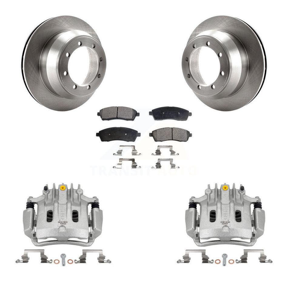 Rear Brake Caliper Rotor Ceramic Pad Kit For Ford F-350 Super Duty With Dual Wheels KC8-100184T