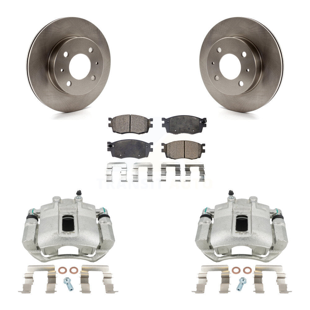 Front Disc Brake Caliper Rotors And Semi-Metallic Pads Kit For 2006 Hyundai Accent Hatchback KC8-100185P by Transit Auto