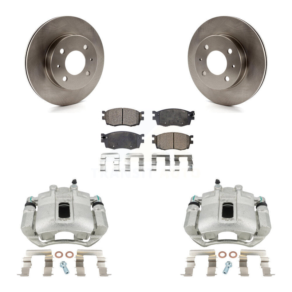 Front Disc Brake Caliper Rotors And Semi-Metallic Pads Kit For 2006 Hyundai Accent Hatchback KC8-100185P