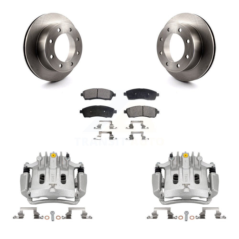 Rear Brake Caliper Rotor & Ceramic Pad Kit For Ford Excursion With Forward Mount KC8-100185T