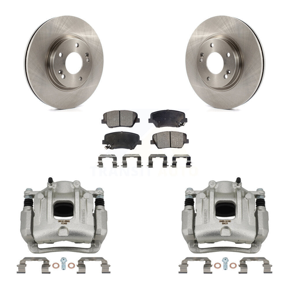 Front Disc Brake Caliper Rotors & Semi-Metallic Pad Kit For Hyundai Santa Fe Kia Sorento KC8-100186P