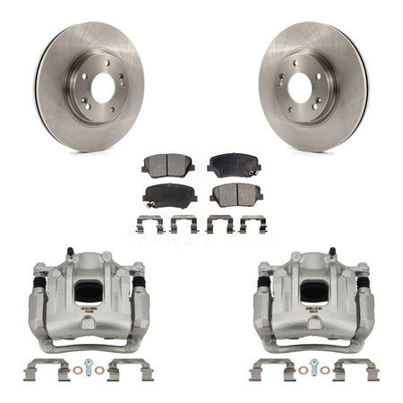 Front Disc Brake Caliper Rotors & Semi-Metallic Pad Kit For Hyundai Santa Fe Kia Sorento KC8-100186P