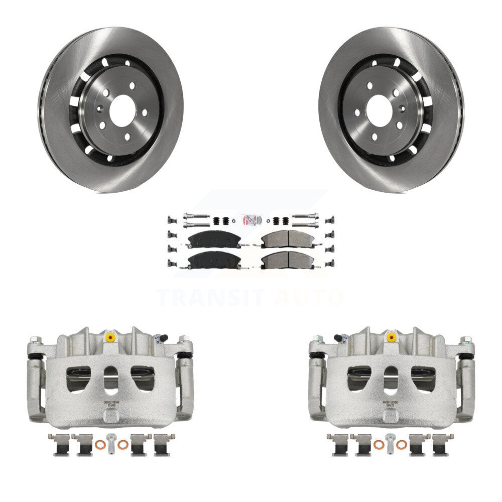 Front Brake Caliper Rotor Semi-Metallic Pad Kit For Ford Explorer Flex Taurus Police MKS KC8-100188N