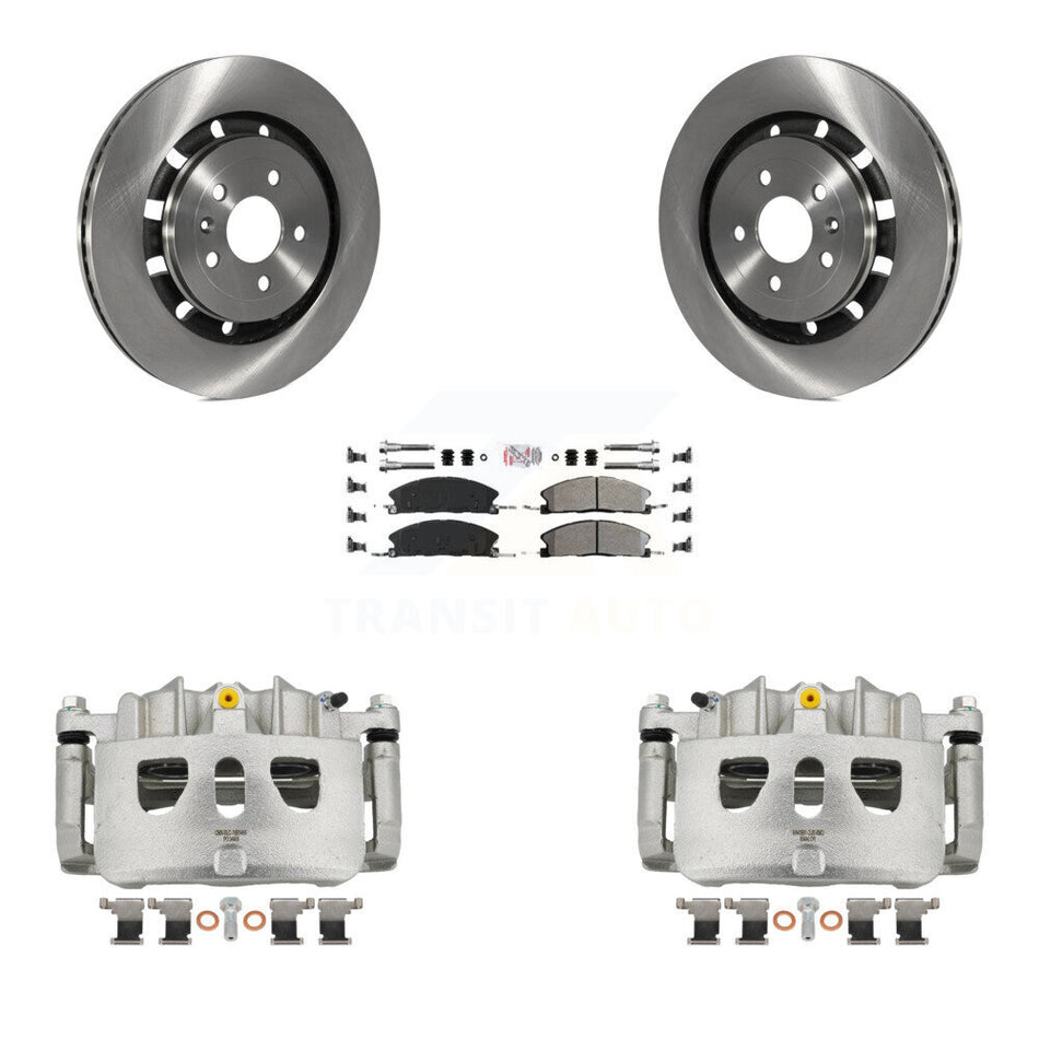 Front Brake Caliper Rotor Semi-Metallic Pad Kit For Ford Explorer Flex Taurus Police MKS KC8-100188N