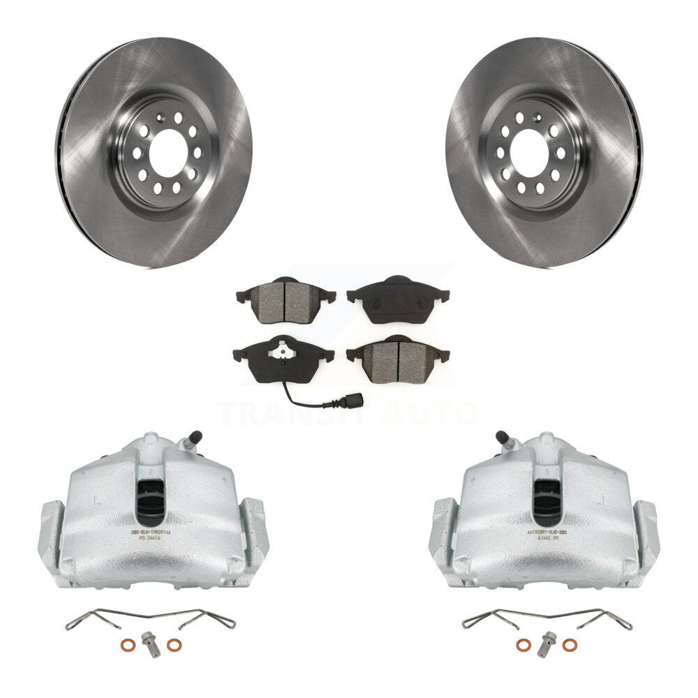 Front Disc Brake Caliper Rotors And Semi-Metallic Pads Kit For 2005 Volkswagen Jetta 2.5L With 312mm Diameter Rotor 7th 8th Digit Of VIN Is "9M" Or "1J" KC8-100191S by Transit Auto