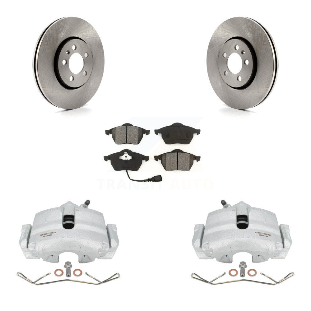 Front Disc Brake Caliper Rotors And Semi-Metallic Pads Kit For 2006 Volkswagen Jetta 2.5L 1.9L With 288mm Diameter Rotor 7th 8th Digit Of VIN Is "9M" Or "1J" KC8-100193S by Transit Auto