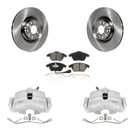 Front Disc Brake Caliper Rotors And Semi-Metallic Pads Kit For 2010 Volkswagen Golf With 345mm Diameter Rotor KC8-100197S by Transit Auto