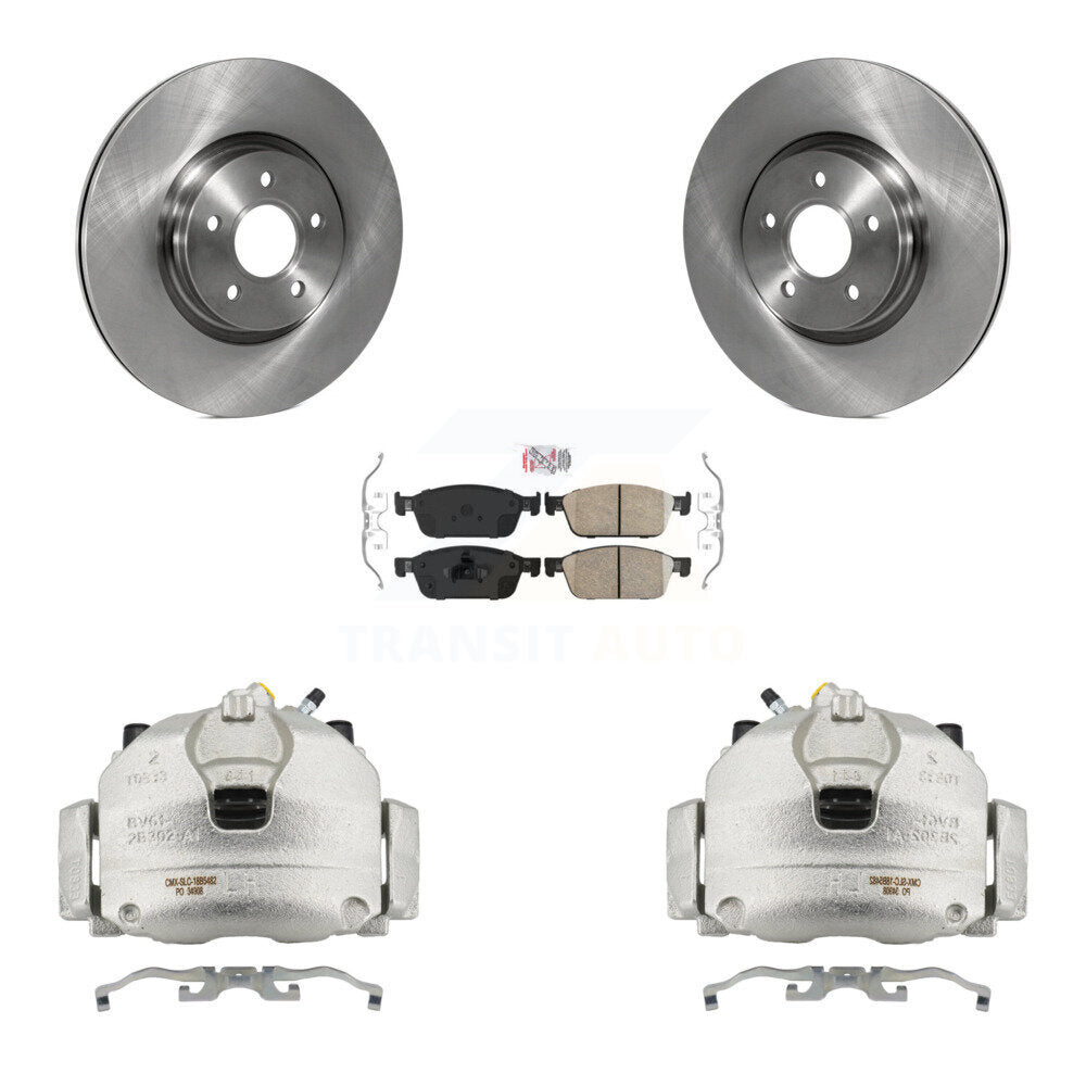Front Brake Caliper Rotor Ceramic Pad Kit For 13-18 Ford Focus With 320mm Diameter KC8-100204N