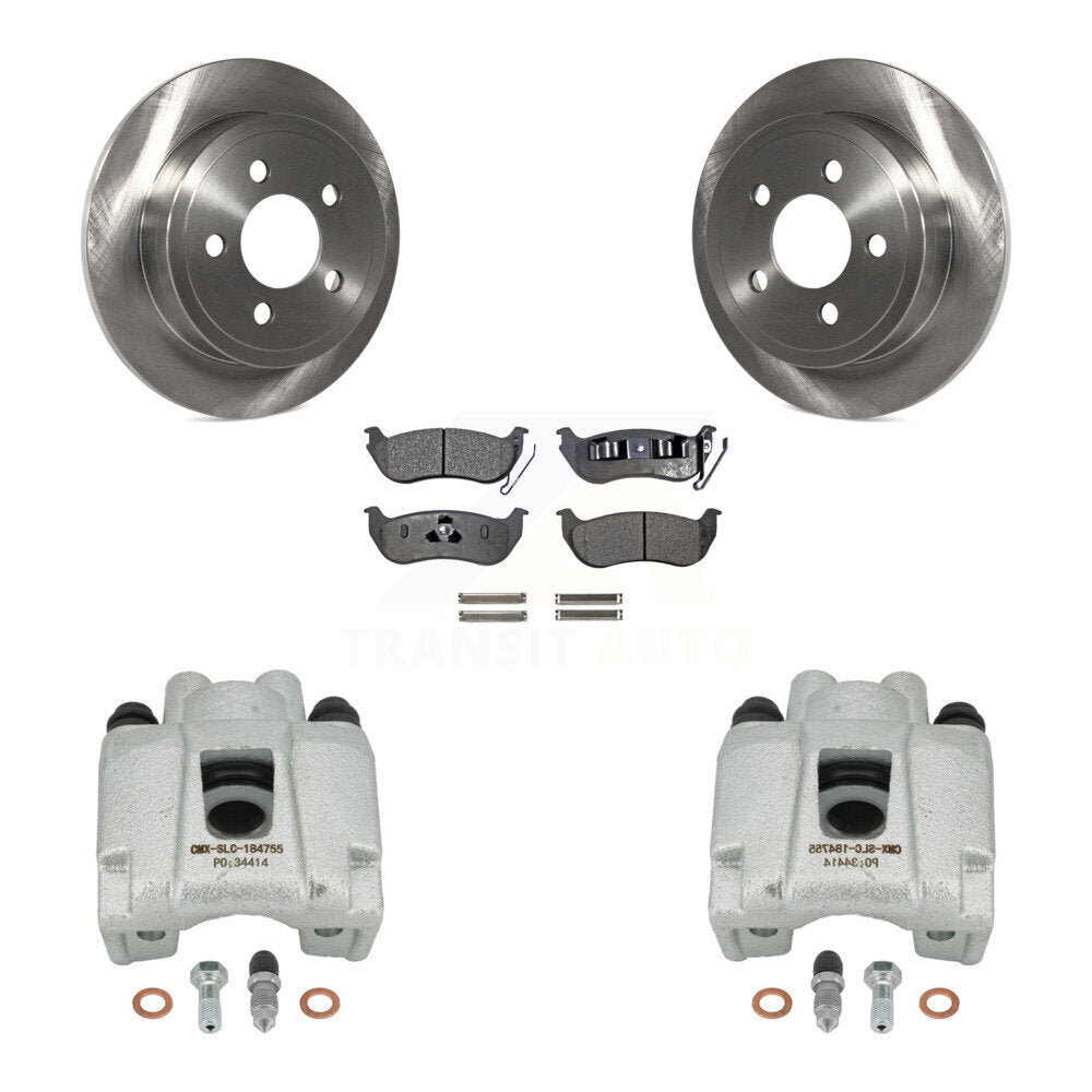 Rear Disc Brake Caliper Rotors And Ceramic Pads Kit For Jeep Liberty Wrangler TJ KC8-100206T by Transit Auto