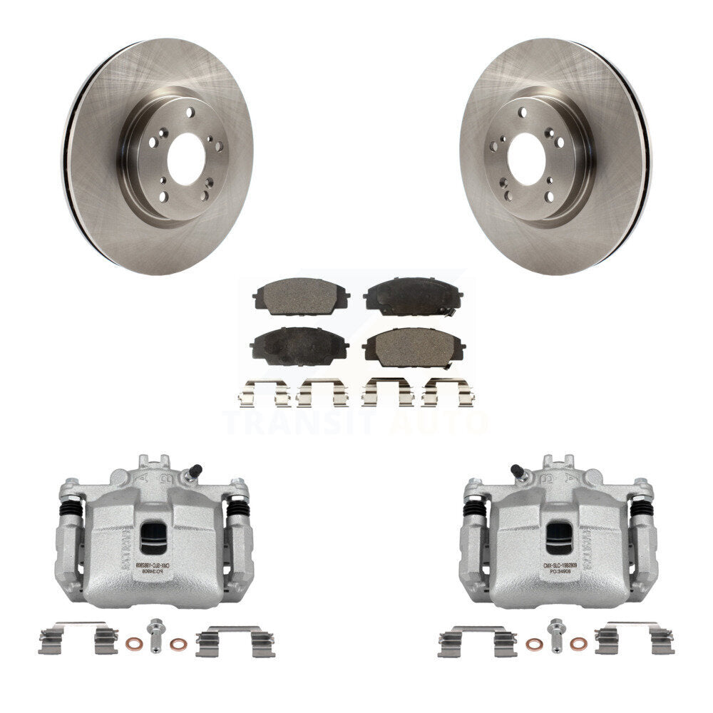 Front Brake Caliper Rotor & Semi-Metallic Pad Kit For 2006-2011 Honda Civic Si with 2.0L KC8-100210P