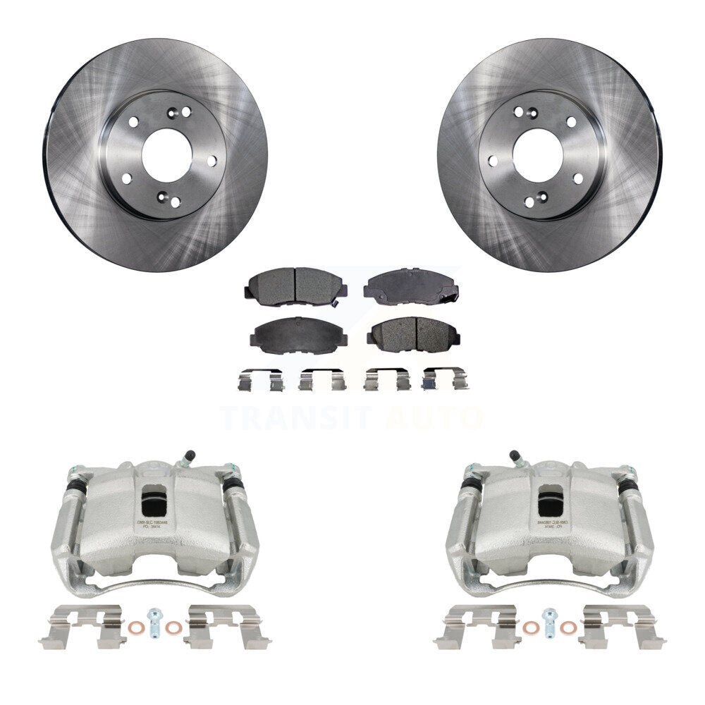 Front Disc Brake Caliper Rotors And Semi-Metallic Pads Kit For 2011 Honda Civic GX with 1.8L KC8-100212P by Transit Auto