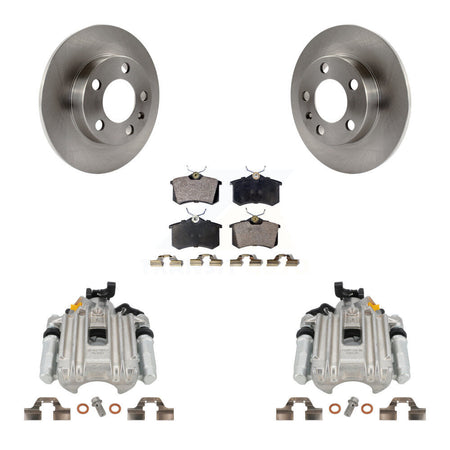 Rear Disc Brake Caliper Rotors And Ceramic Pads Kit For Volkswagen Jetta City KC8-100215T by Transit Auto