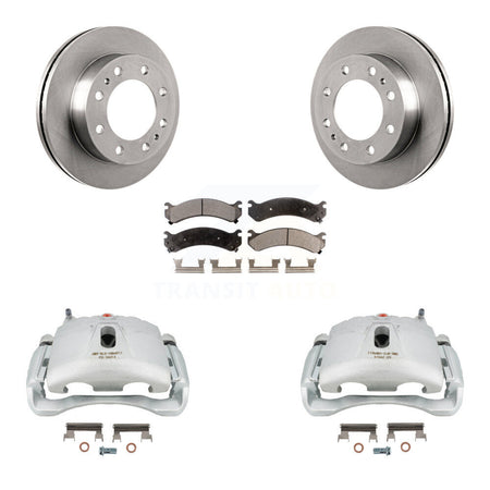 Front Disc Brake Caliper Rotors And Semi-Metallic Pads Kit For Chevrolet Express 3500 GMC Silverado Savana Sierra Classic 4500 KC8-100216P by Transit Auto