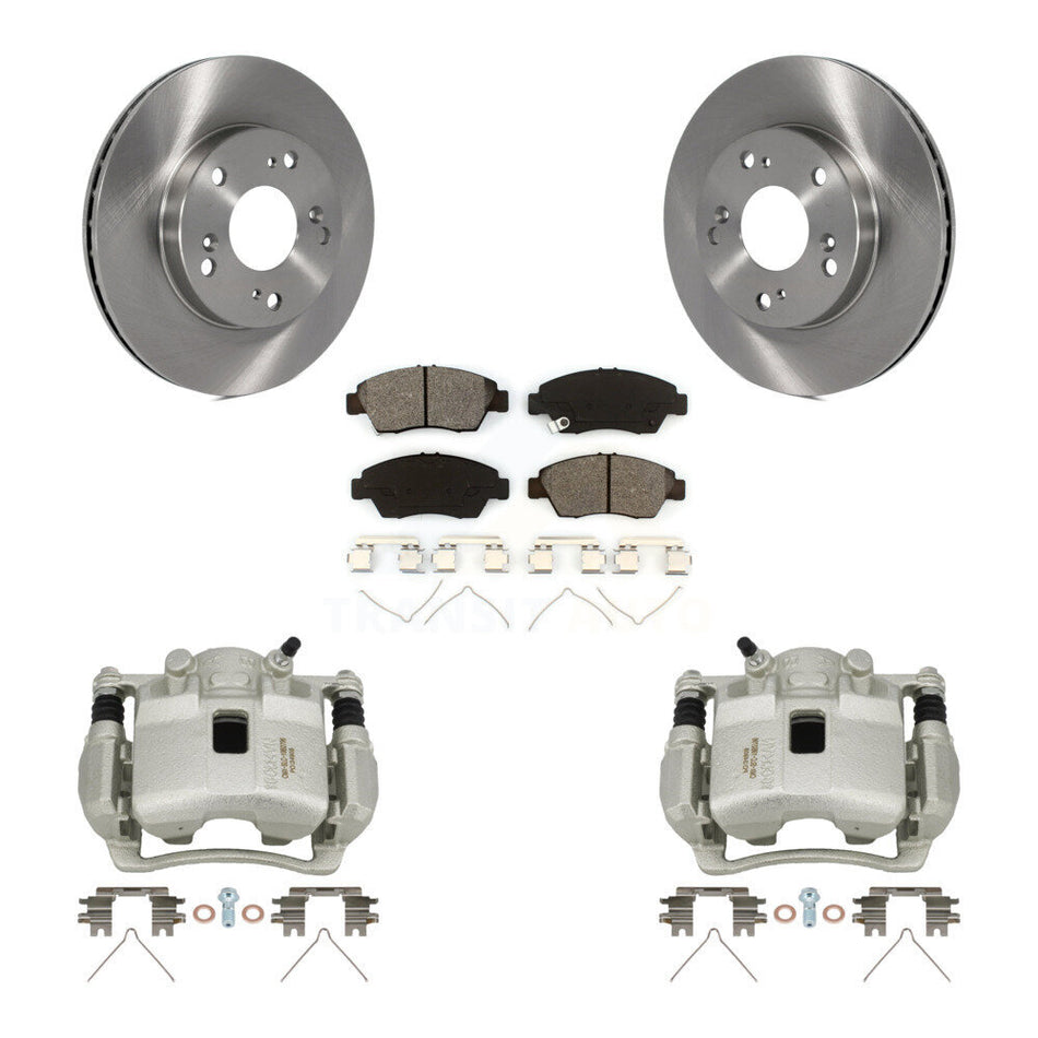 Front Disc Brake Caliper Rotors And Semi-Metallic Pads Kit For Honda Civic KC8-100216S