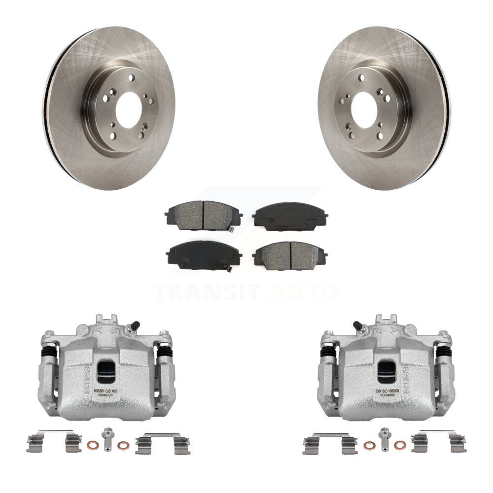 Front Brake Caliper Rotor & Semi-Metallic Pad Kit For 2006-2011 Honda Civic Si with 2.0L KC8-100217S