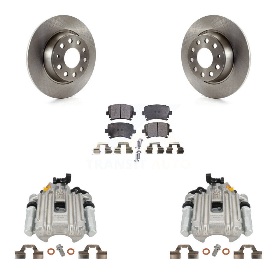 Rear Disc Brake Caliper Rotors And Ceramic Pads Kit For Volkswagen Jetta With 286mm Diameter Rotor 7th 8th Digit Of VIN Is "1K" KC8-100217T