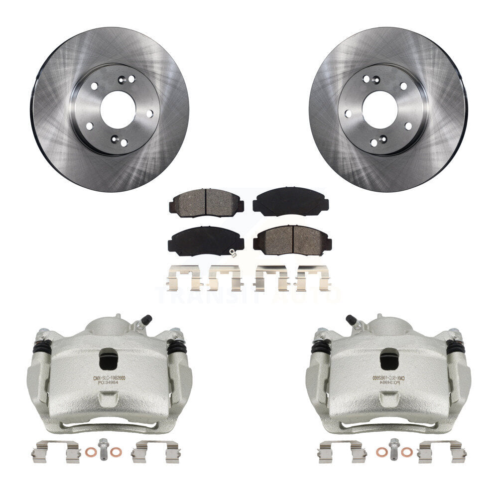 Front Disc Brake Caliper Rotors And Semi-Metallic Pads Kit For 2007 Honda Accord 2.4L KC8-100218S
