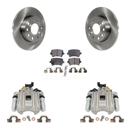 Rear Disc Brake Caliper Rotors And Ceramic Pads Kit For Volkswagen Jetta With 260mm Diameter Rotor 7th 8th Digit Of VIN Is "1K" KC8-100218T by Transit Auto