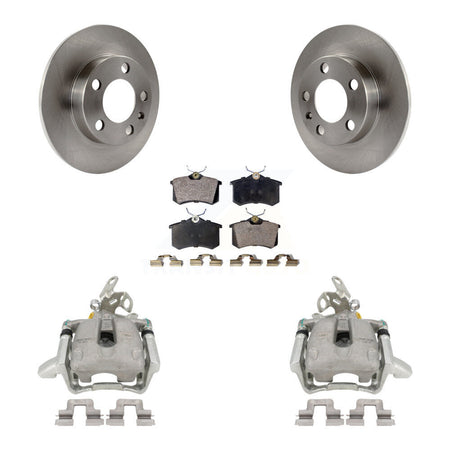 Rear Disc Brake Caliper Rotors And Ceramic Pads Kit For Volkswagen Jetta KC8-100220T by Transit Auto